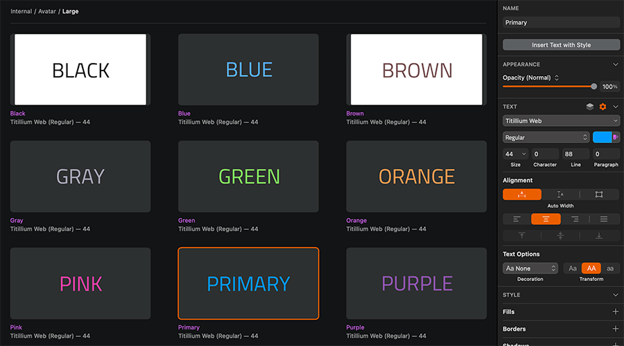 text colors in your Sketch design system