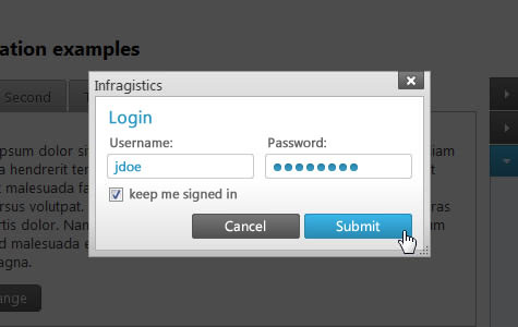 Infragistics Login Window