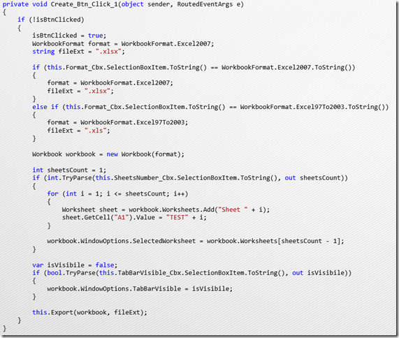 Excel Framwork sample code