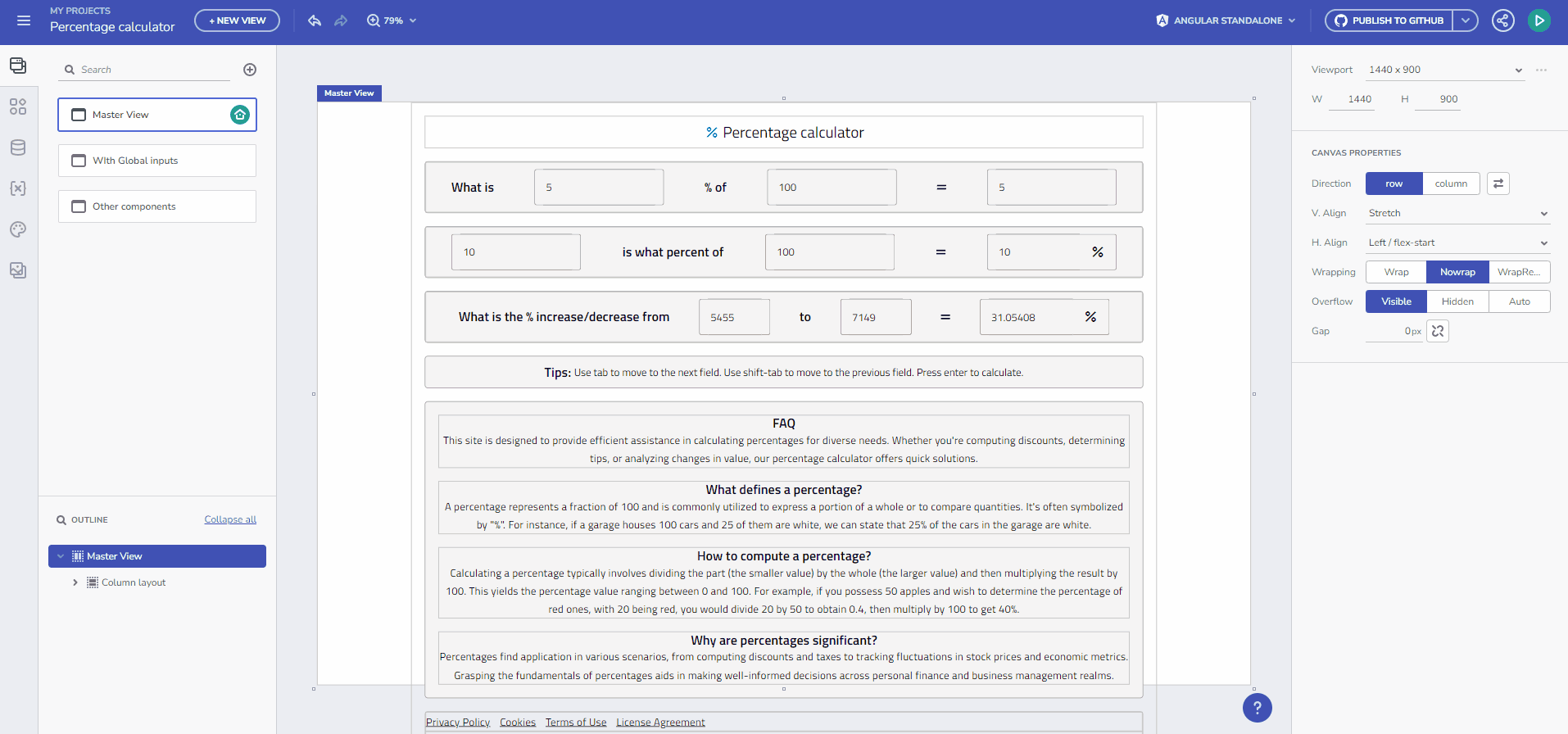  two-way data binding in app builder