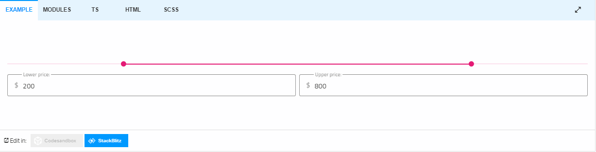 Example of Angular Slider with lower and upper value
