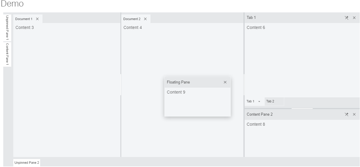  resizing pane dock manager example