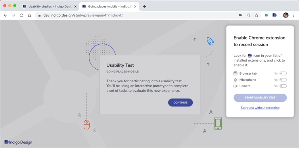  Enable Indigo.Design Chrome extension for Recording User Testing