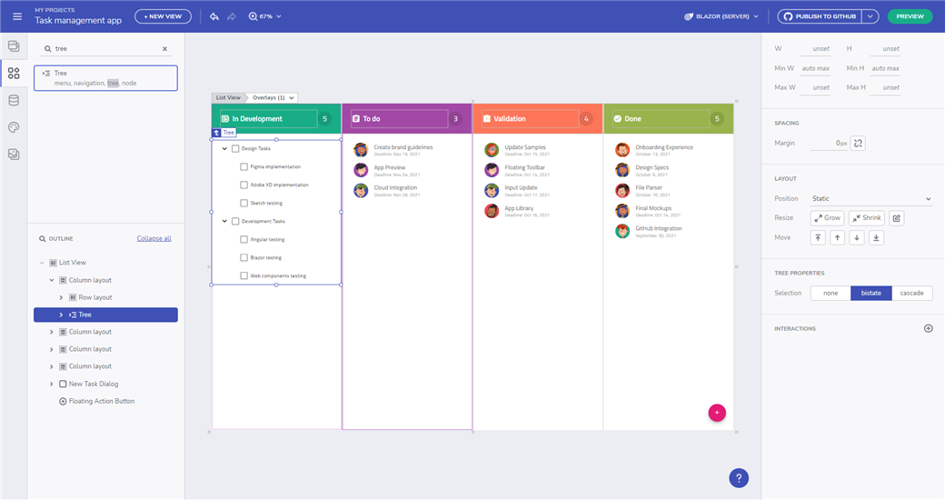 Example of Tree Component in AppBuilder