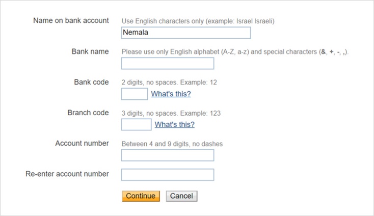 Image showing PayPal use of ux copy for fill-in form hints