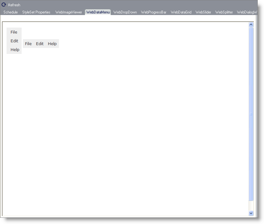 The canvas for the WebDataMenu control.