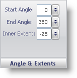 The angle & extents pane in the gauge designer.