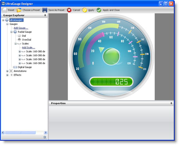 The gauge designer with a radial gauge