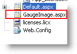 Shows solution explorer showing the new GaugeImage web form.