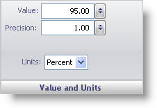 The value and units pane in the gauge designer.