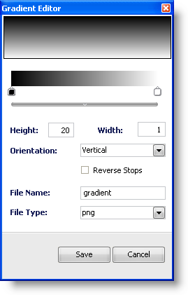 The gradient editor dialog box.