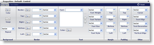 Demonstrates the properties panel that appears below the style explorer.