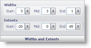 The widths and extents pane in the gauge designer.