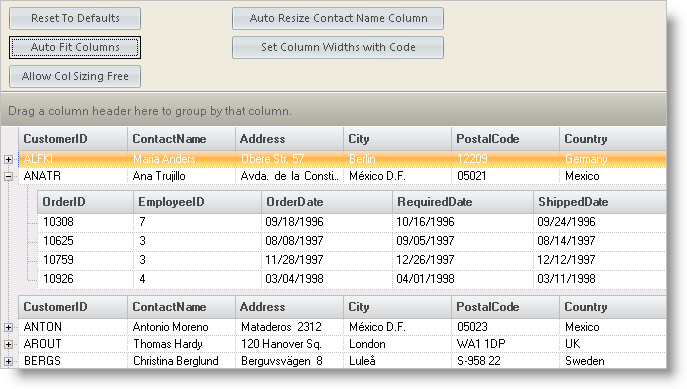 resizing columns in ultragrid