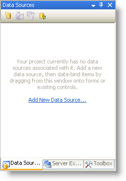 data sources pane in visual studio