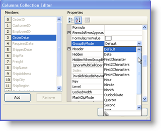 ultragrid's columns collection editor