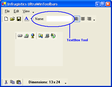 example of ultratoolbarsmanager textbox tool