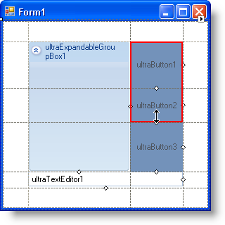 ultragridbaglayoutpanel spanning rows and columns