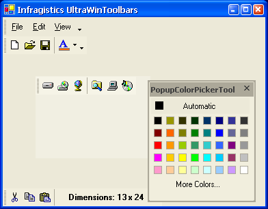 example of ultratoolbarsmanager popupcolorpicker tool