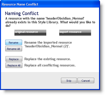 Image of Resource collision dialog box