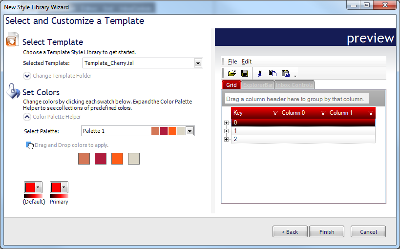 The New Style Library From Template dialog