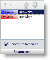 The Resources panel that is used to configure add resources to states