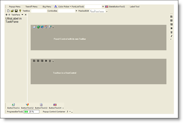 The Toolbar Canvas as it appears in WinAppStylist.