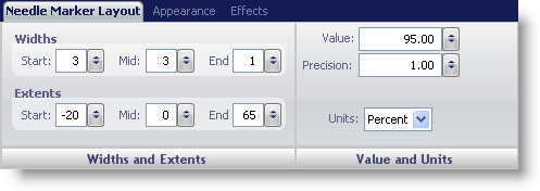 Wingauge's needle marker layout tab.