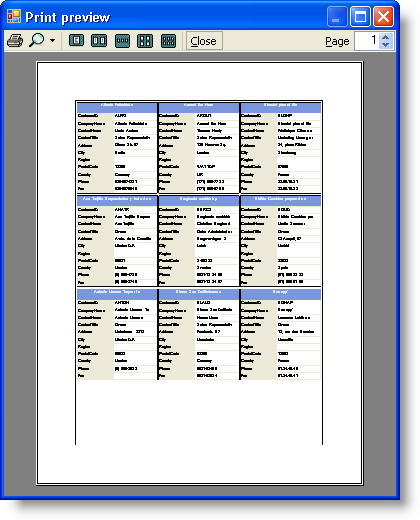 printing ultragrid in card view