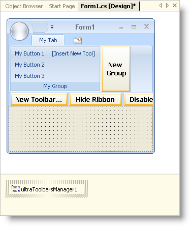 named the ribbon tab and ribbon group