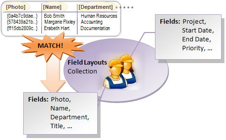 diagrams explaining how field layouts work