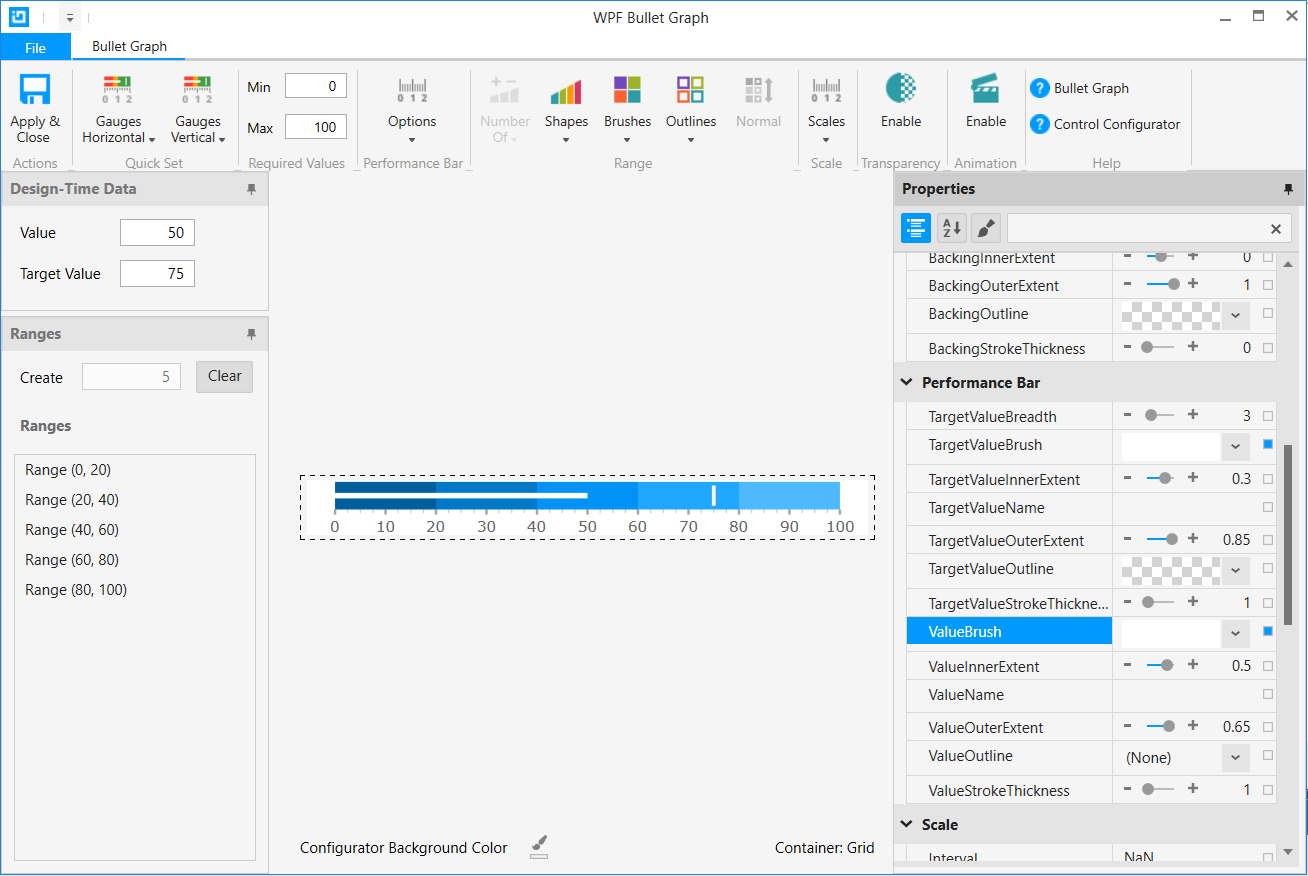 XamBulletGraph Configurator