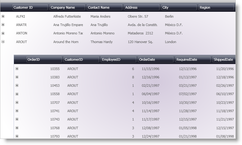 example of hierarchical xamdatagrid