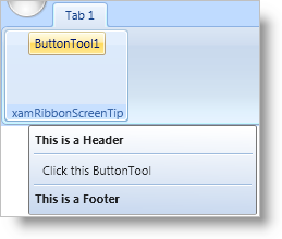 adding a xamribbonscreentip to a ribbon tool in xamribbon